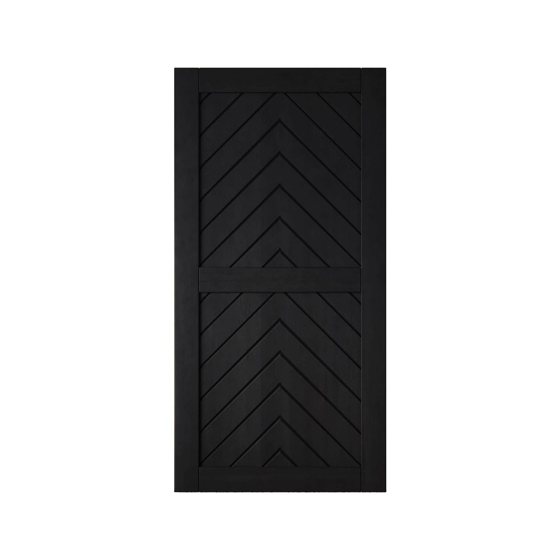 HOMACER 36-in x 80-in Black Herringbone Pine Wood Solid core Single Barn Door (Hardware Not Included)