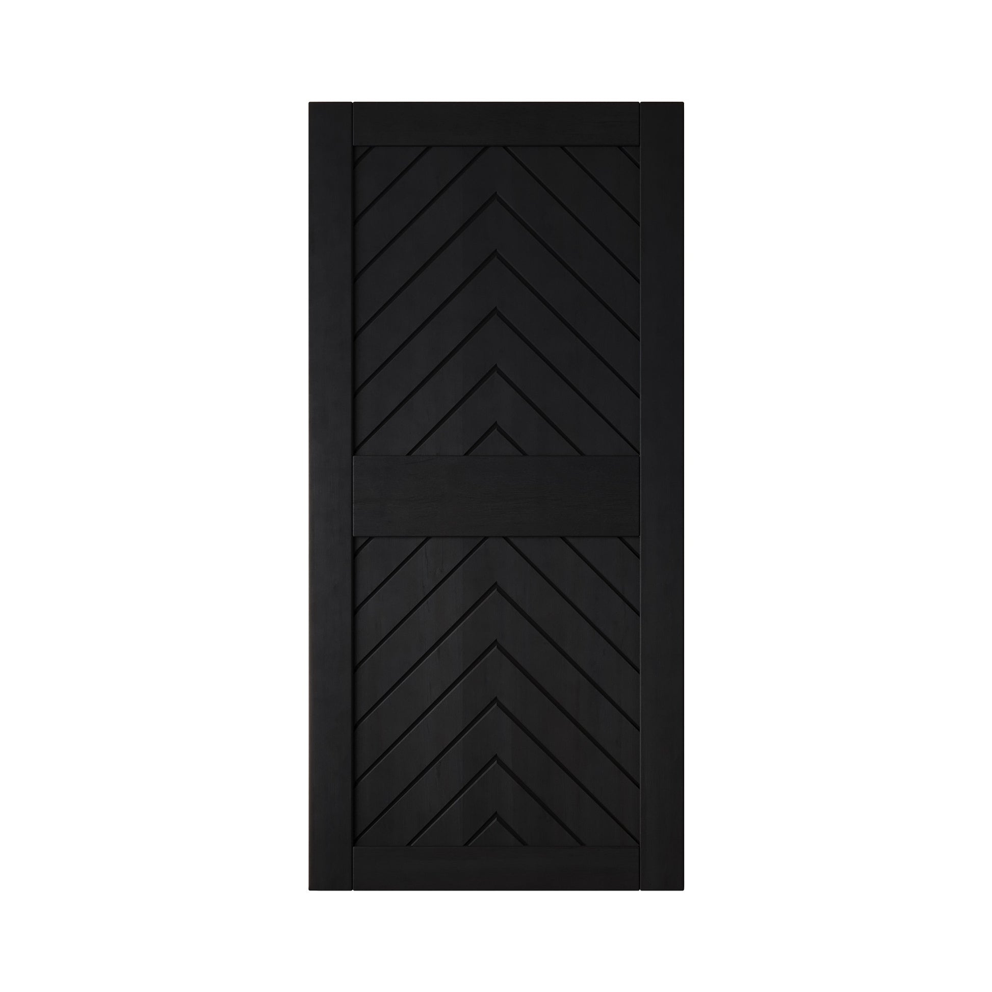 HOMACER 32-in x 84-in Black Herringbone Pine Wood Solid core Single Barn Door (Hardware Not Included)