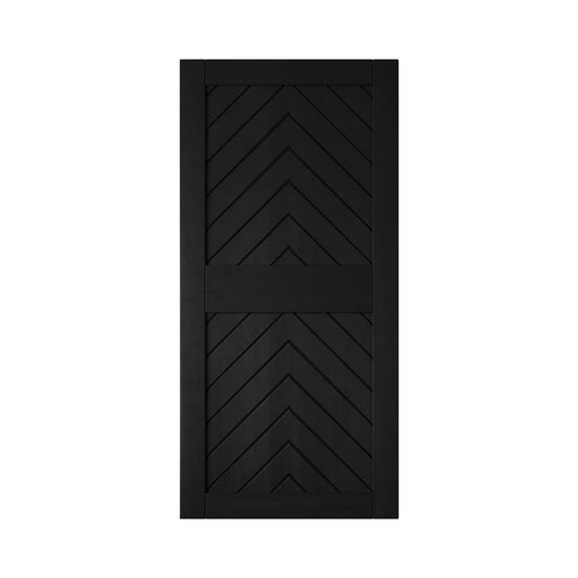 HOMACER 32-in x 84-in Black Herringbone Pine Wood Solid core Single Barn Door (Hardware Not Included)