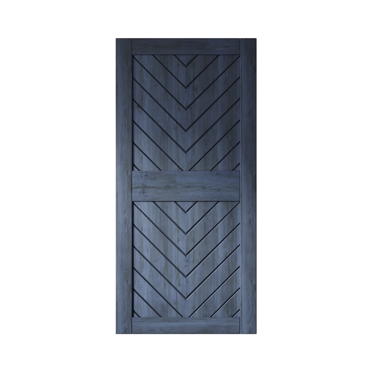 HOMACER 32-in x 84-in Navy Herringbone Pine Wood Solid core Single Barn Door (Hardware Not Included)