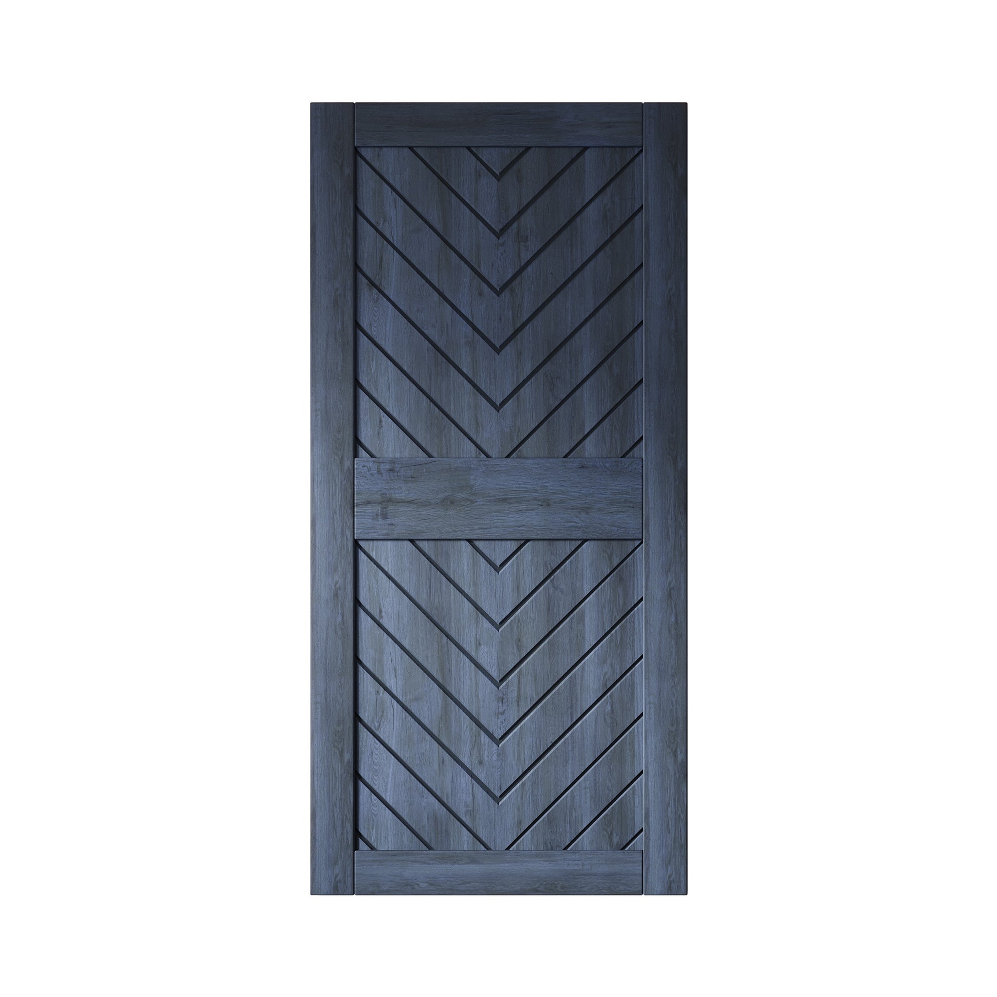 HOMACER 32-in x 84-in Navy Herringbone Pine Wood Solid core Single Barn Door (Hardware Not Included)