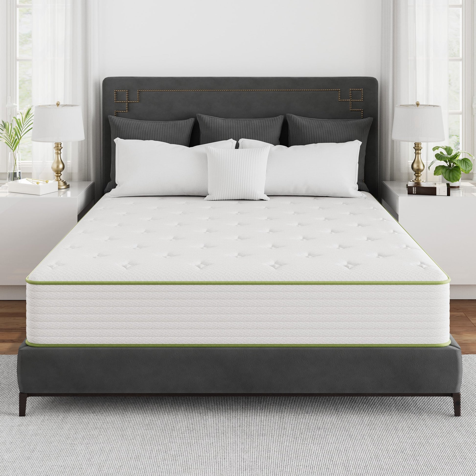 Ifluous 12-in Medium Queen Hybrid Memory Foam/Coil Blend Mattress in a Box with Boxspring Included