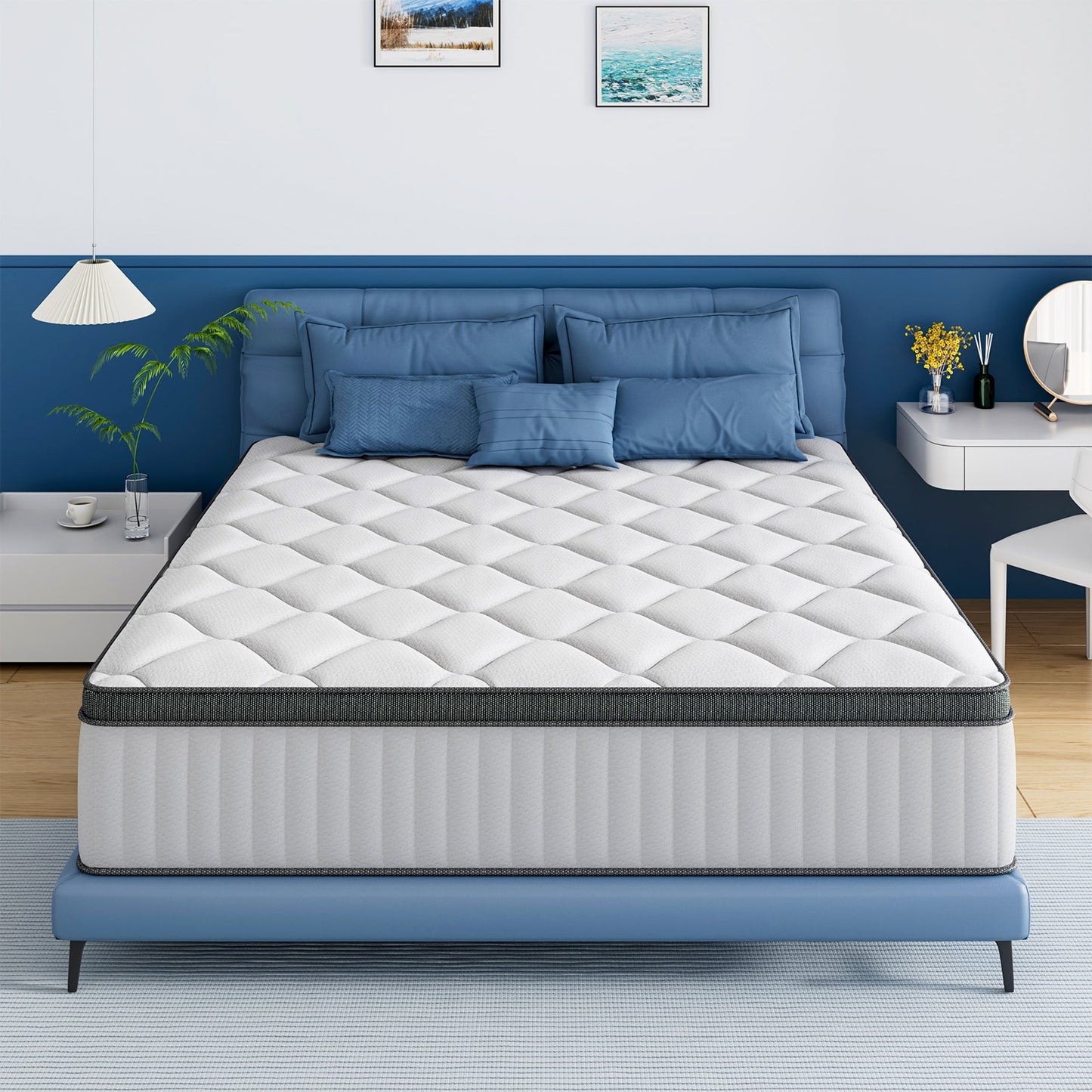 Ifluous 10-in Medium Twin Hybrid Memory Foam/Coil Blend Mattress in a Box with Boxspring Included