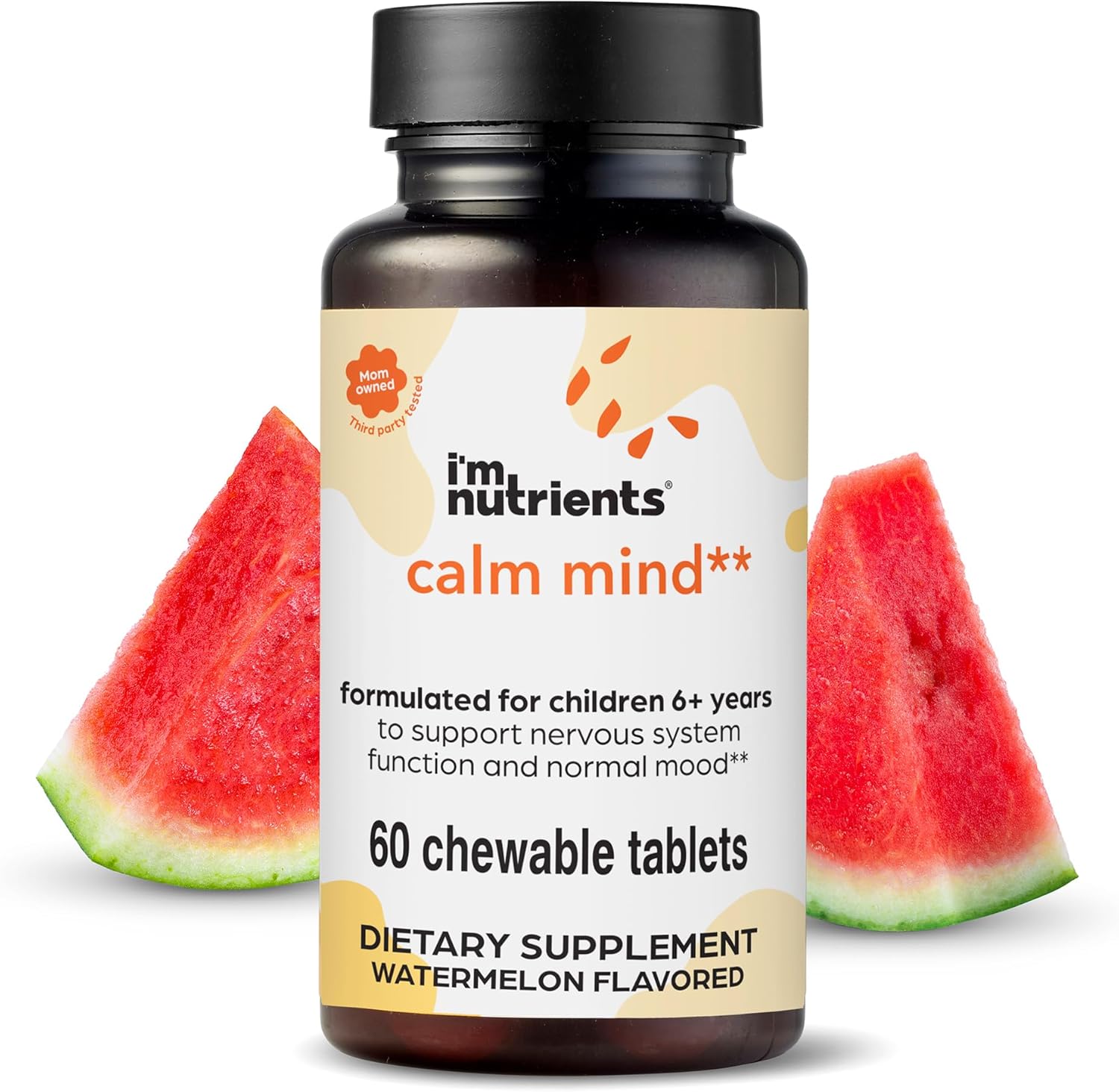I’m Nutrients Calm Mind | Saffron Supplements for Kids | Nervous System Support | Kids Magnesium | Vitamin B6 | Zinc | Naturally Flavored | No Artificial Ingredients | 60 Chewable Tablets
