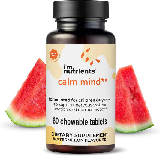 I’m Nutrients Calm Mind | Saffron Supplements for Kids | Nervous System Support | Kids Magnesium | Vitamin B6 | Zinc | Naturally Flavored | No Artificial Ingredients | 60 Chewable Tablets