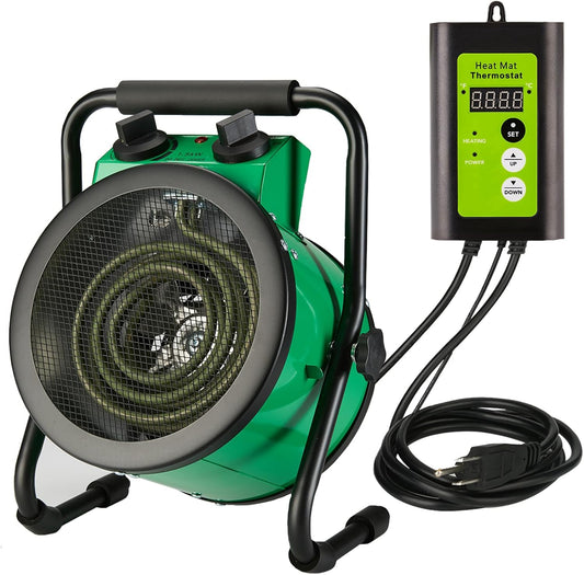 Greenhouse Heater with Digital Thermostat, Green House Heater for Plants，Electric Grow Tent Heaters, 1500W Fast Heating with Overheat Protection, Space Heater for Flower Room, Green