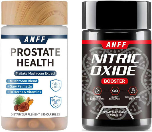 2 PCS Prostate Health Support Supplement Bundle with Nitric Oxide Booster（90 Capsules+60 Capsules）