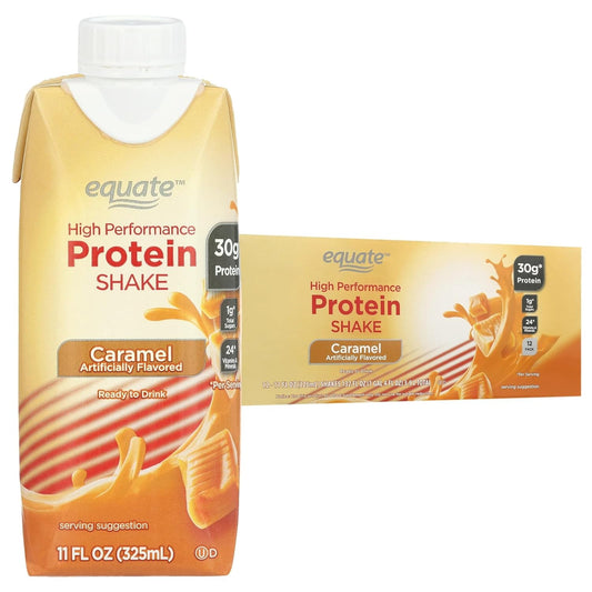 Equate High Performance Protein Shake Meal Replacement 30g Protein Low Sugar Gluten Free Lactose Free Nutritional Shake Ready to Drink for Workout Recovery and Muscle Gain 11 oz