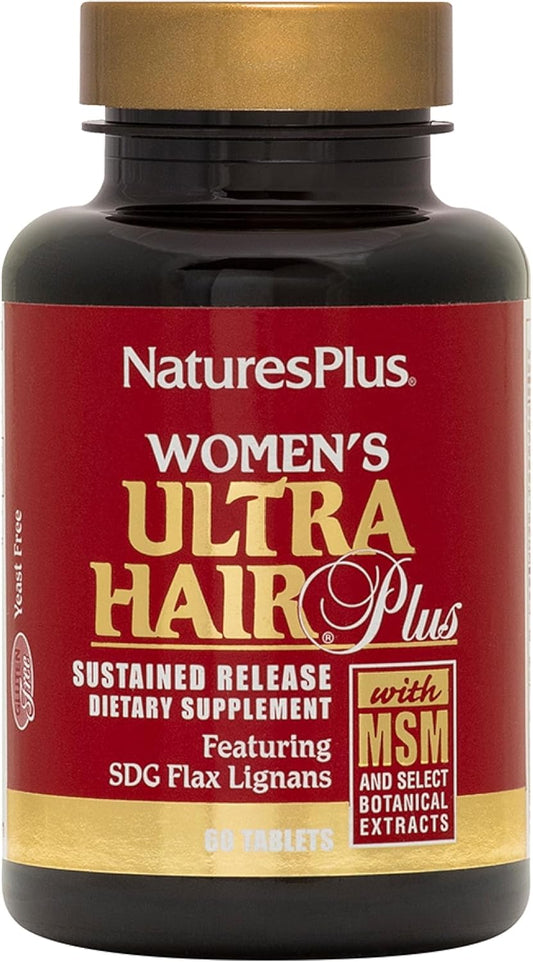 NaturesPlus Women\u2019s Ultra Hair Plus - 60 Sustained Release Tablets, Pack of 2 - Nutritional Support for Healthy Hair Structure - Gluten Free - 60 Total Servings