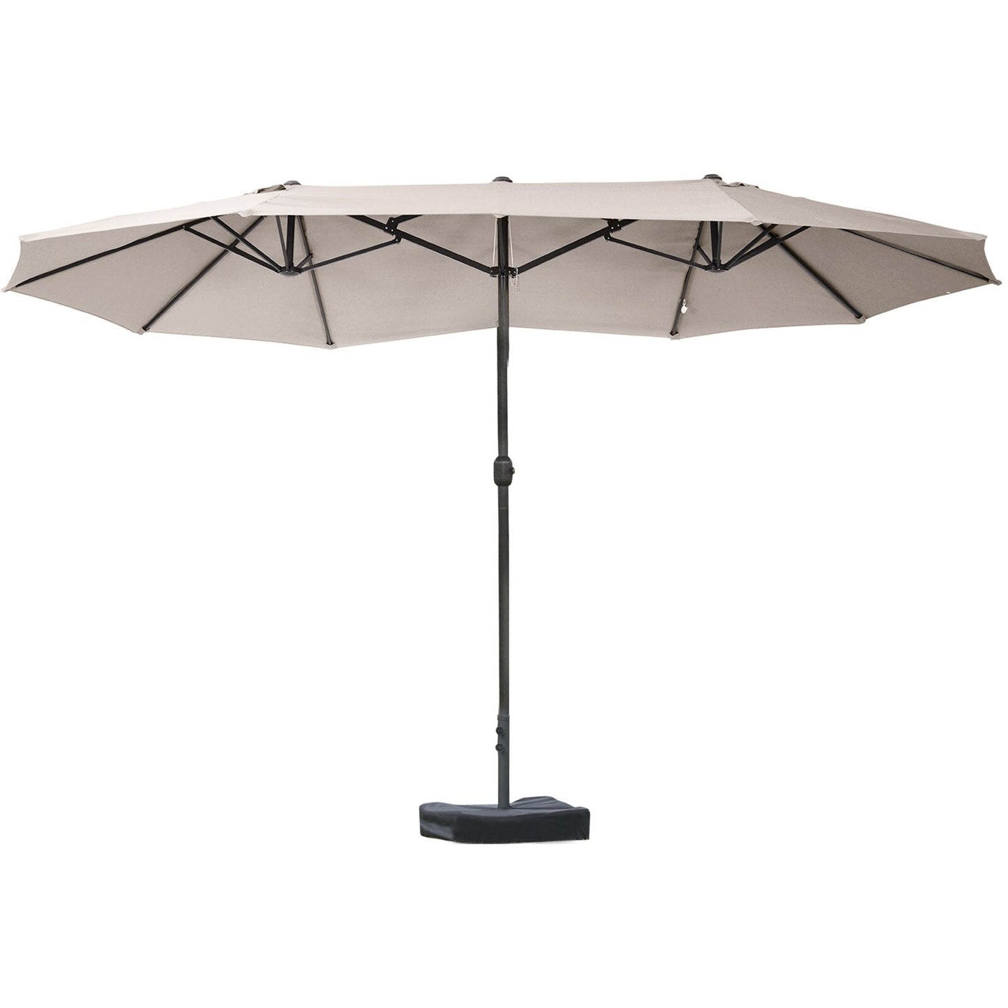 Damerin 15-ft Steel Brown Crank Market Patio Umbrella