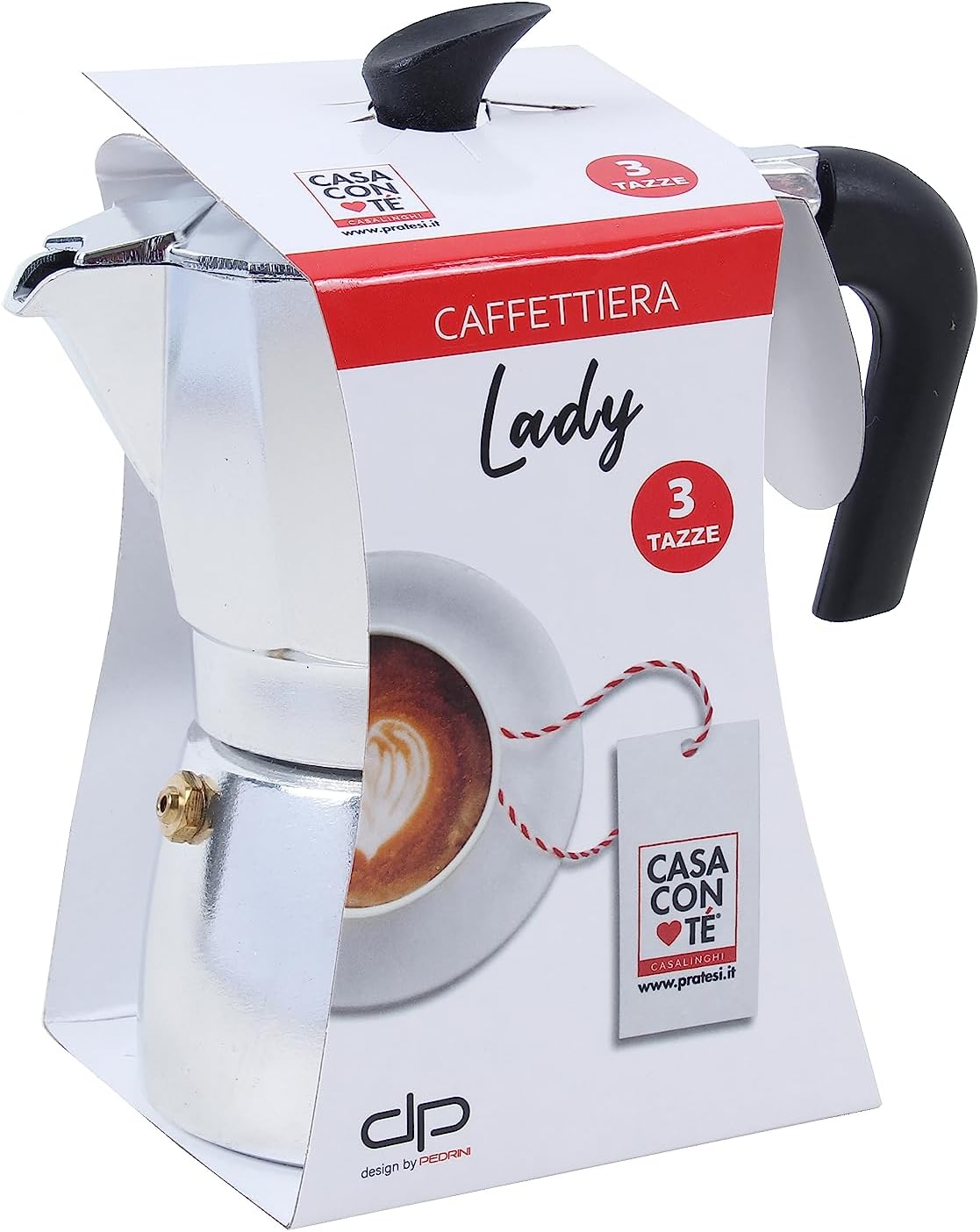 PRATESI Lady Coffee Pot TZ.3 Casaconte Tie, 18/8 Stainless Steel, Multicoloured, One Size