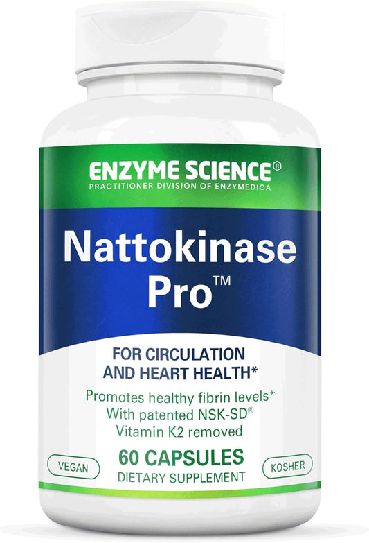 Nattokinase Pro with NSK-SD - Organic Supplement - Best enzymes for Cardiovascular and Circulatory Support - Vegan and Kosher - 60 Capsules