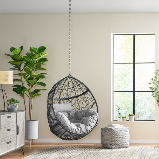 Runesay Rattan Patio Conversation Set with Gray Cushions