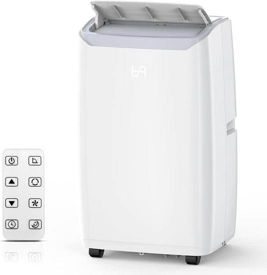 WhizMax Portable Air Conditioner - 12000 BTU Cooling - 2 Fan Speeds - Washable Filter - 650 Sq Ft