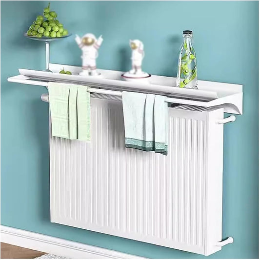 Radiator cover with ventilation slats， Radiator Cover Shelf Home Office Bars Hotel Above Heater with Towel Bar Indoor Plant Over(L 60cm(23.6in))