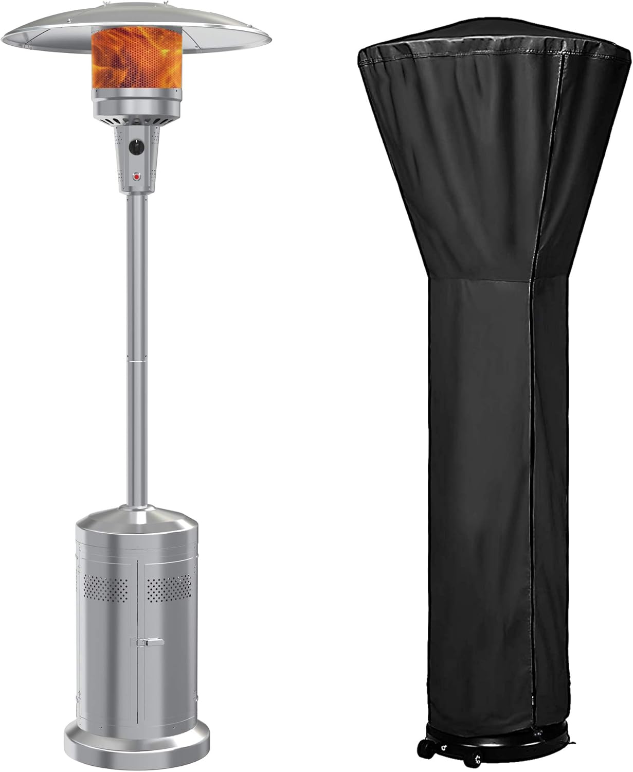 Gas Patio Heater with Wheels And Cover，48,000 BTU of Outdoor Portable LP Propane Commercial Heater ，automatically shuts off gas flow,with CSA Certified for Garden