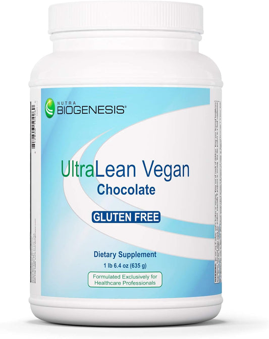 Nutra BioGenesis UltraLean Vegan Chocolate Protein Powder - Plant Based Protein Powder for Men & Women, Lactose Free Pea Protein for Muscle Support with Micronutrients & Vitamins - 1 lb 5.4 oz (635 g)