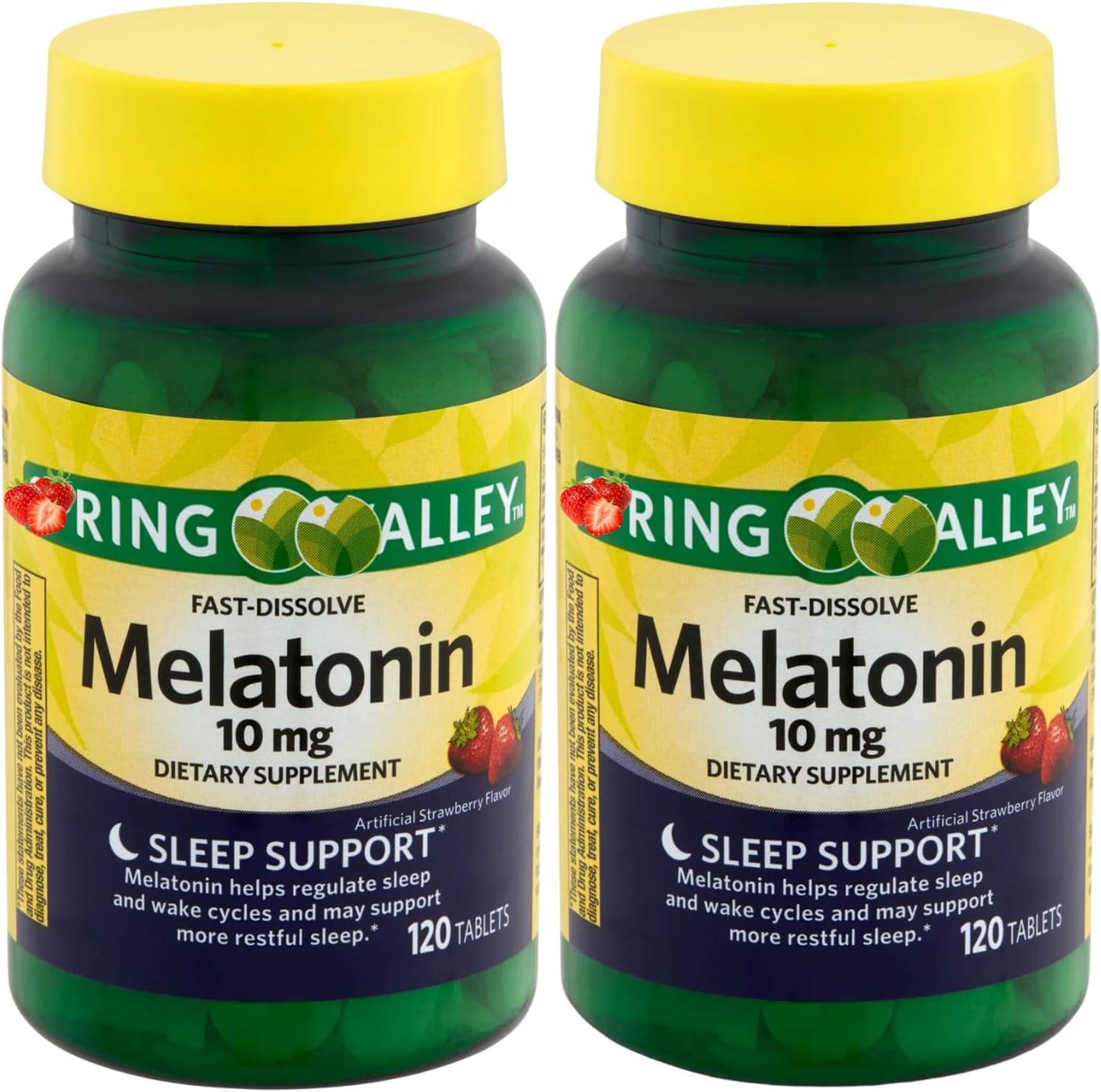 Melatonin Sleep Health Dietary Supplement Tablets, Spriing Vallley Strawberry, 10 mg, 120 Ct Fast Dissolve (2)