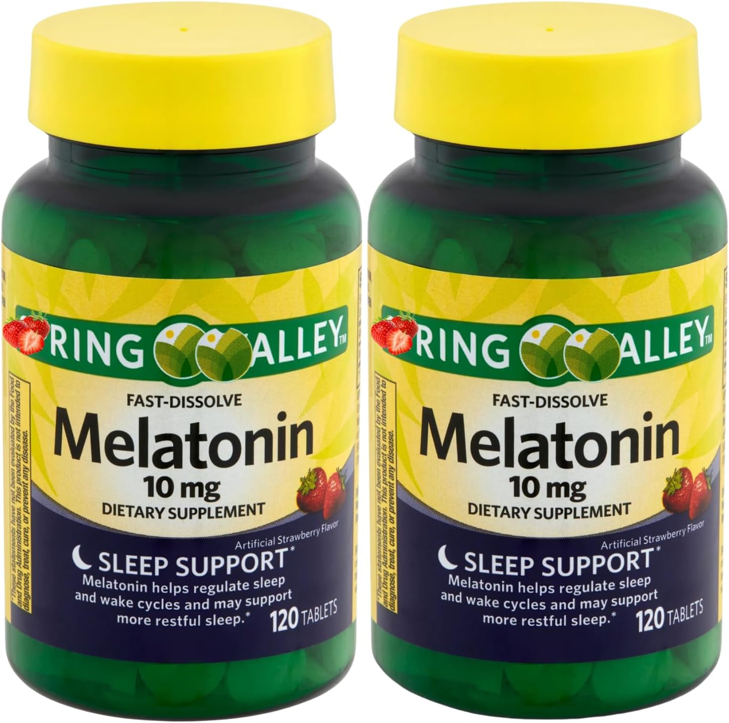 Melatonin Sleep Health Dietary Supplement Tablets, Spriing Vallley Strawberry, 10 mg, 120 Ct Fast Dissolve (2)