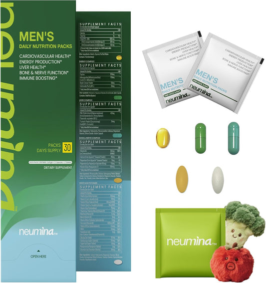 Men's Daily Vitamin Packs | Men's Health All-in-One, Energy, Stress Relief, Liver Health, Immune, Bone, Nerve, Multivitamin, Travel Friendly Packs, Made in USA, 30 Servings