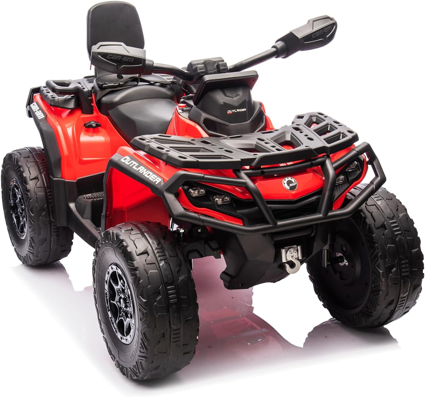 Qeetex 12V Kids Electric ATV With Two Leather Seats Bluetooth Music Led Lights Adjustable Speeds And Durable Tires For Ages 3 To 8 Red