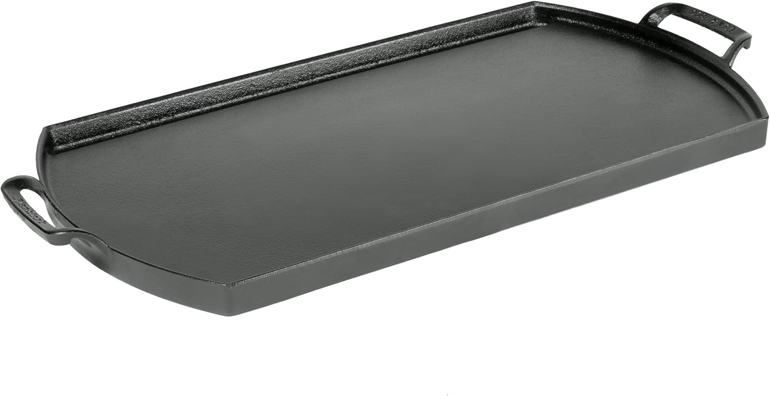 Lodge Blacklock 10" x 20" Cast Iron Double Burner Griddle - Triple Seasoned - For Indoor & Outdoor Cooking - Fits Over Two Burners - Easy Cleanup - Non-Toxic Material