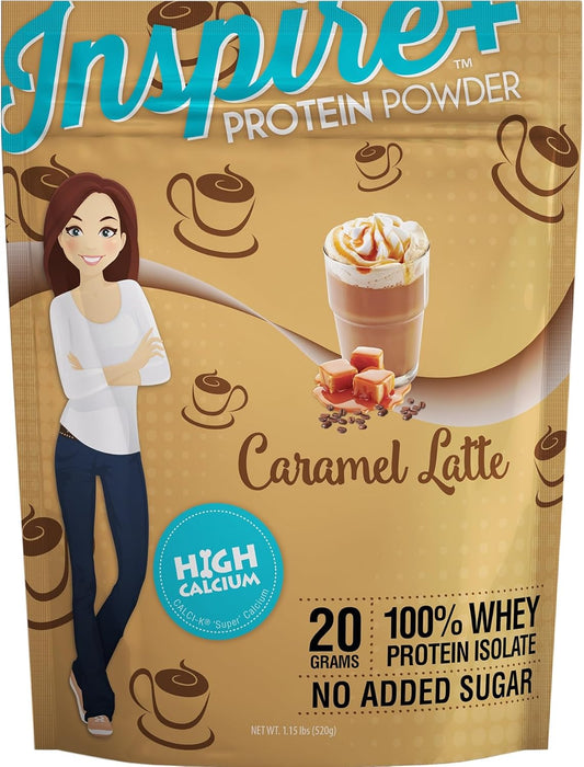 Inspire Caramel Latte Sugar-Free 20g Whey Protein Isolate Powder (20 Servings)