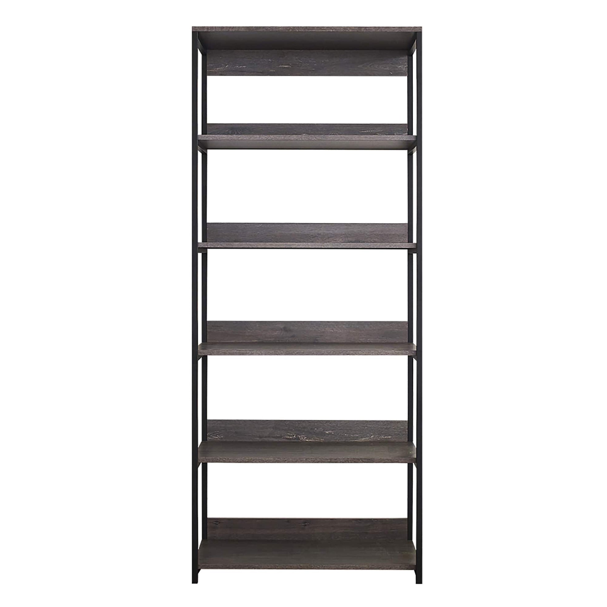 LOVMOR Monica Wood and Metal Walk-in Closet with Five Shelves in Rustic Gray