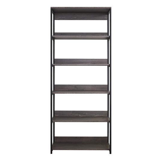 LOVMOR Monica Wood and Metal Walk-in Closet with Five Shelves in Rustic Gray