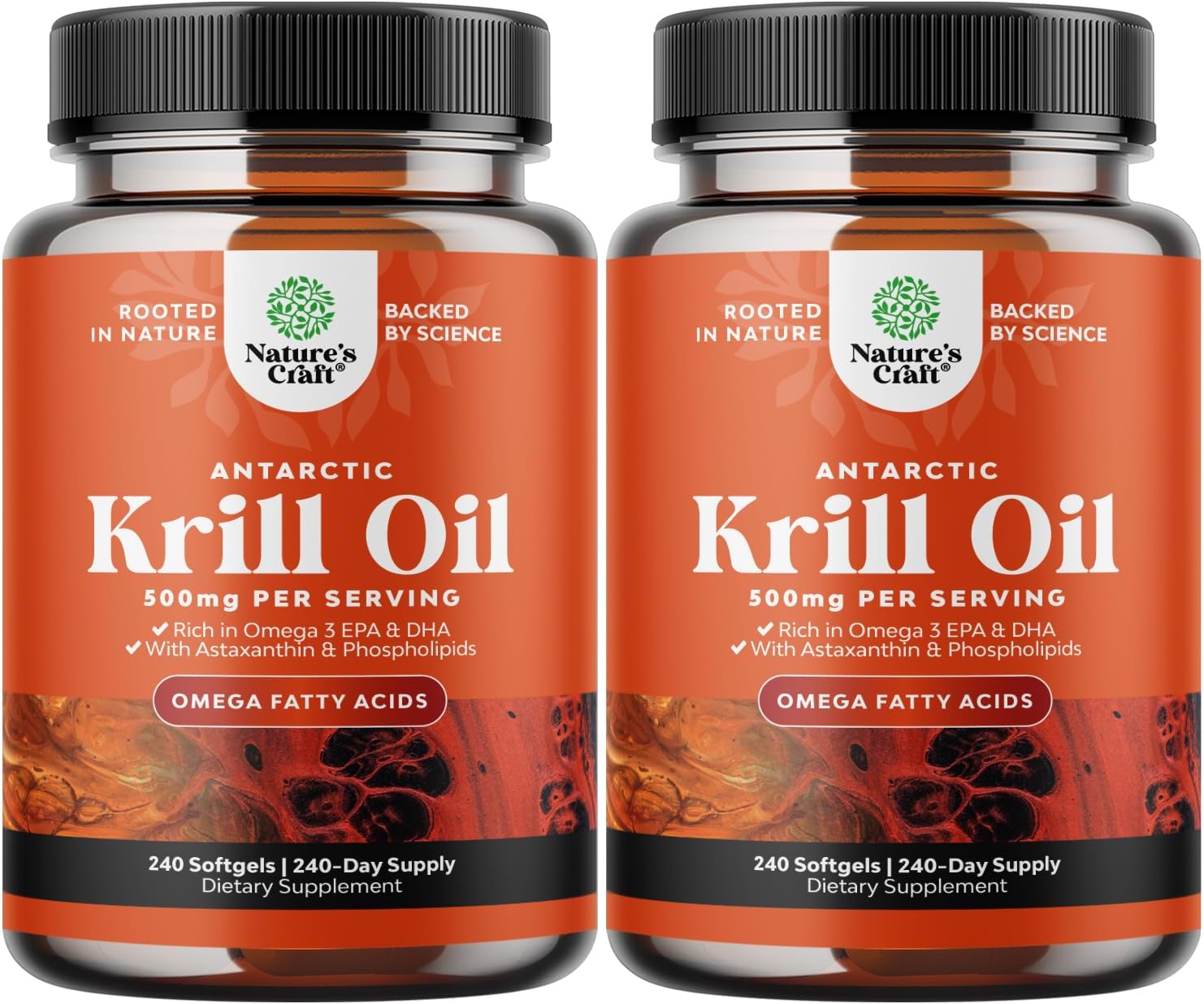 Antarctic Krill Oil 500mg Softgels - Omega 3 Krill Oil Supplement with EPA DHA & Astaxanthin for Brain Joint & Heart - 3rd Party Lab Tested No Gluten GMOs or Fishy Aftertaste - 2 Packs