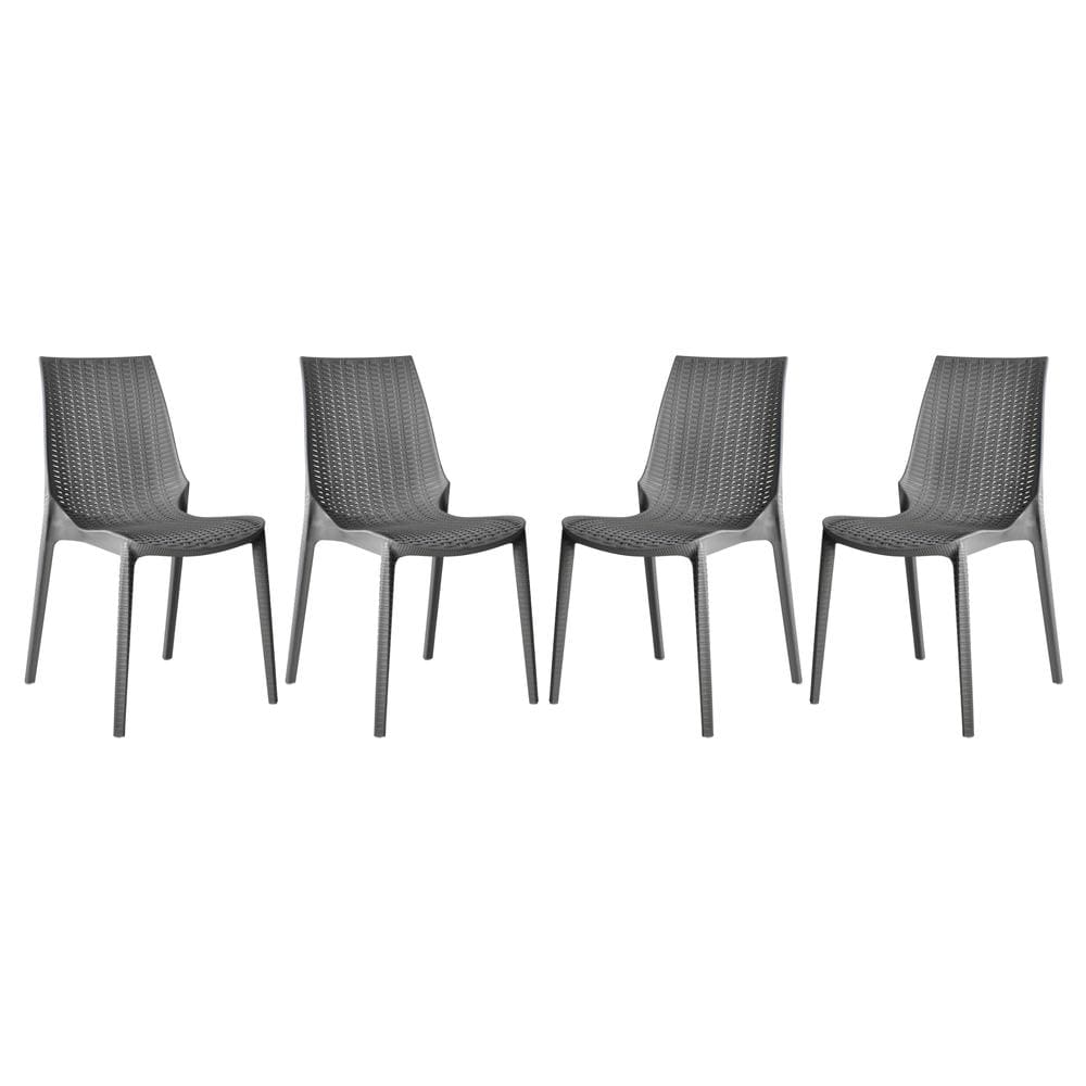 Leisuremod Kent Outdoor Patio Plastic Dining Chair Set of 4
