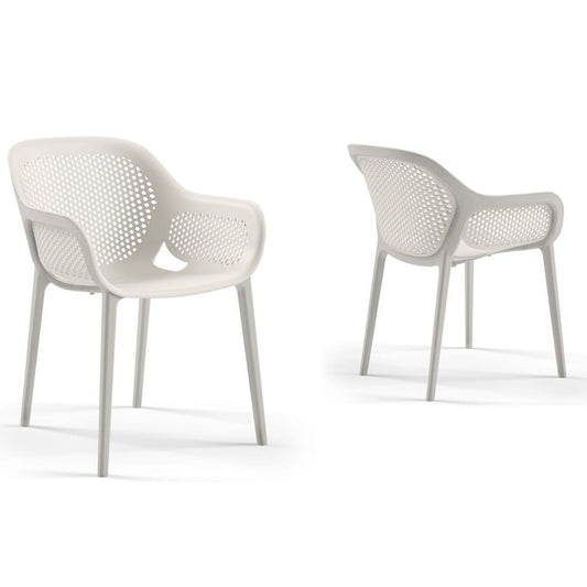 Omax Decor Atra Resin Patio Dining Chair in Cool Gray  Set of 2