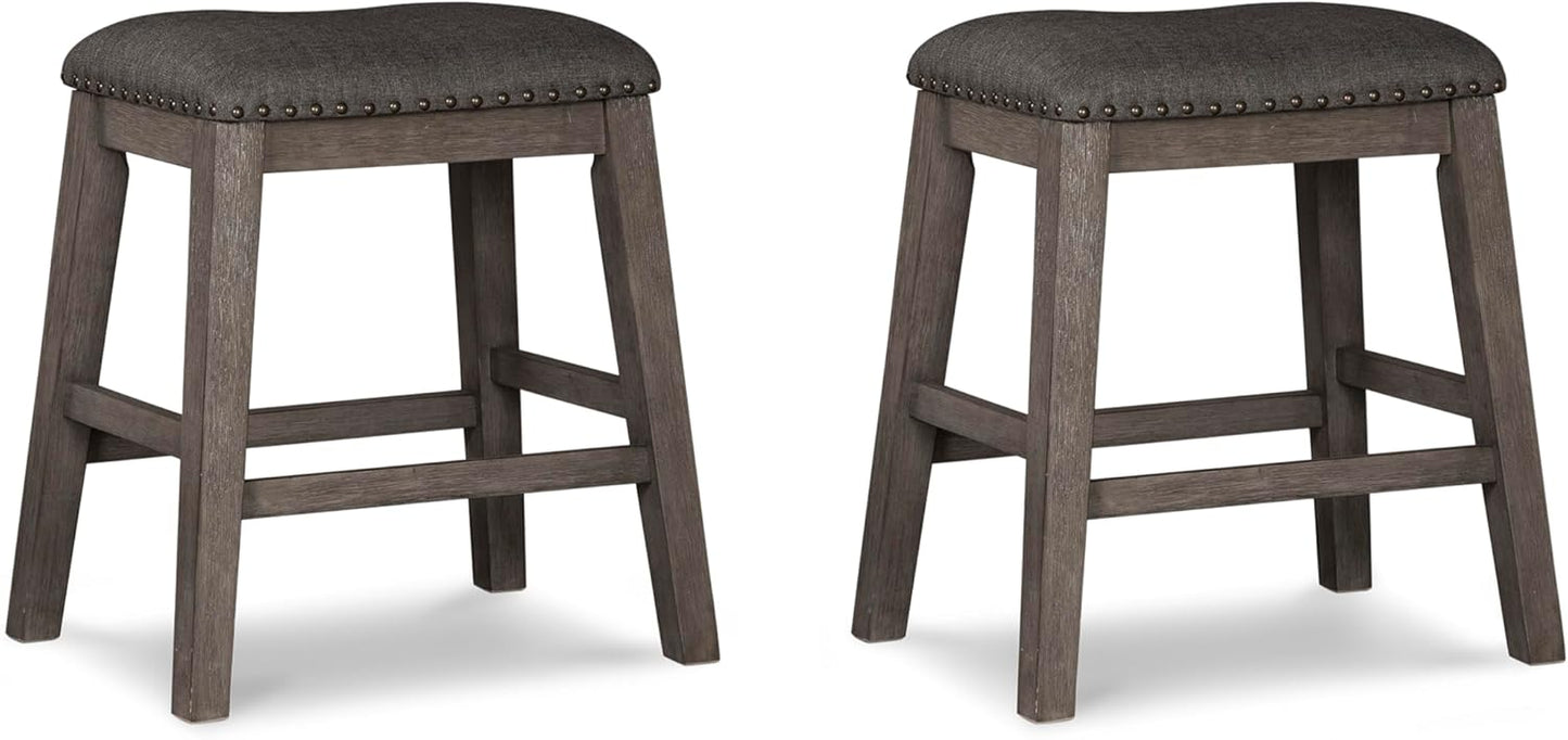 Signature Design by Ashley Caitbrook Rustic 24.4" Counter Height Upholstered Barstool, 2 Count, Gray