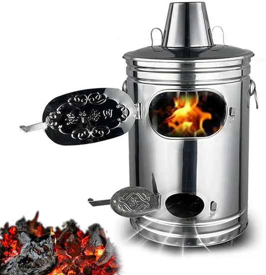 Portable Stainless Steel Burn Barrel Incinerator for Burning Yard Waste, Leaves, Garbage, Debris, and Paper - Outdoor Waste Bin (13.4x13.4x24in)