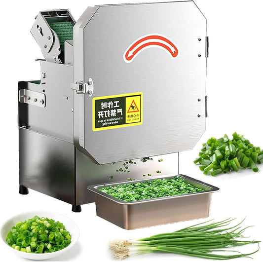 Electric Vegetable Chopper, 300W Vegetable Slicer Food Processor, Veggie Food Cutter for Commercial Home, 1.5-35 mm thickness and length are adjustable, for Chives Scallions Beans Chili