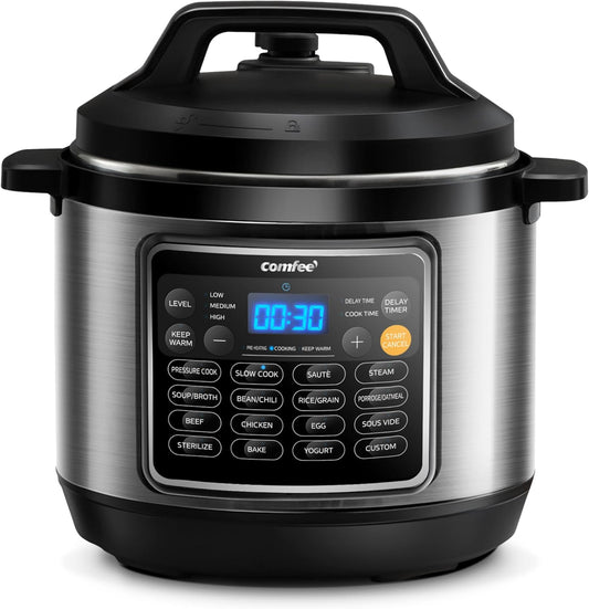 COMFEE\u2019 16 in 1 Electric Pressure Cooker Instant Multi Cooker Olla de Presion Non-Stick Pot Yogurt Maker Rice Cooker Slow Cooker Sauté Steamer 8 Quarts for Family Feast