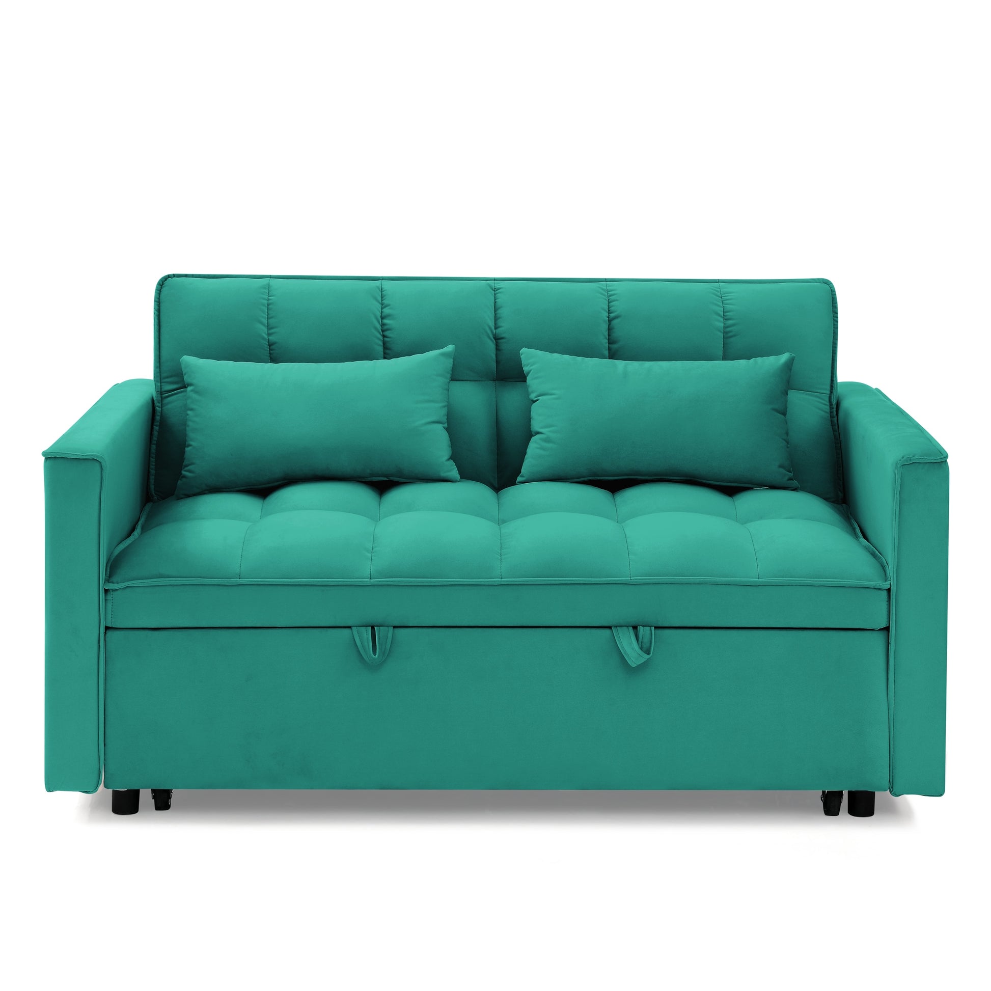 Bybafun 2 Seat Green Casual Velvet Sofa bed