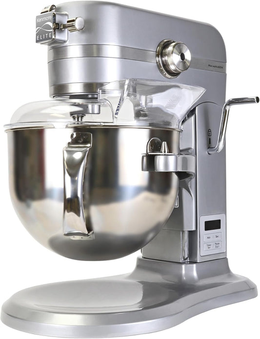 Kenmore Elite 600W Bowl Lift Stand Mixer - Digital 10 Speed Mixing, Electric, Countertop, Heavy Duty, Kitchen Appliance, 5 & 6 Qt Stainless Steel Bowls With Flat Beater, Whisk, Dough Hook Attachments