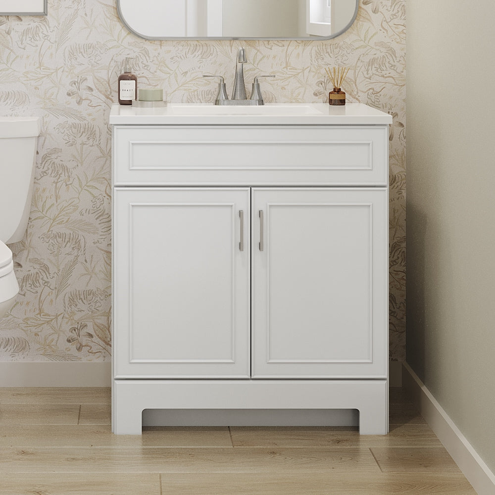 Style Selections 30-in True White Single Sink Bathroom Vanity with White Cultured Marble Top