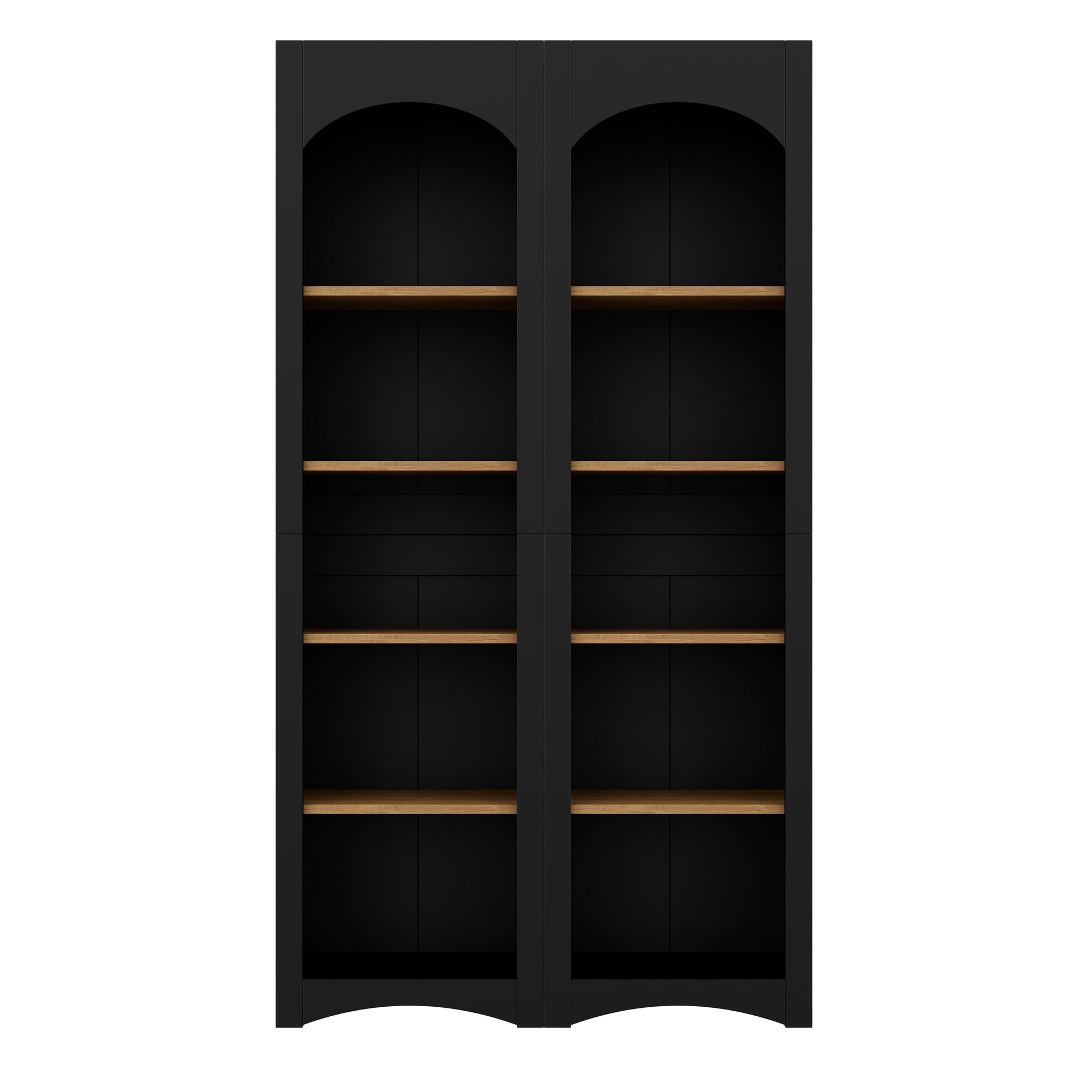 Vynxaria  Black Two Piece Bookshelf Set with Adjustable Shelves