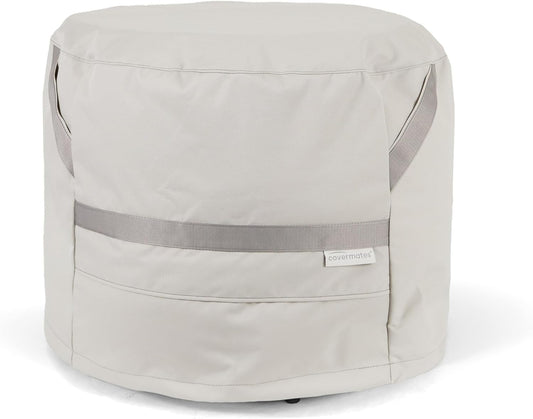 Covermates Round Firepit Cover - Premium Polyester, Weather Resistant, Drawcord Hem, Fire Pit Covers, Round 36DIAMETER x 25H, Stone