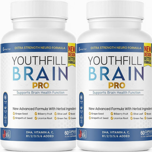 Youthfill Brain Pro Neuro Support Supplement, 60 Capsules, Extra Strength Formula with Vitamins & Herbal Blend (2)