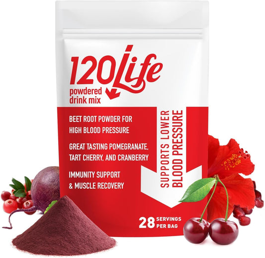 Blood Pressure Support, Natural Beet Root Powder Drink Mix with Pomegranate Powder, Cranberry Supplement, Tart Cherry, Hibiscus, and Magnesium (28 Servings) - Gluten-Free, Vegan