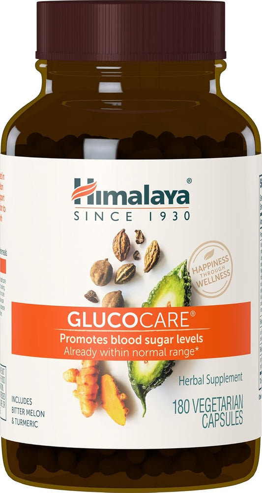 Himalaya GlucoCare Herbal Supplement, Metabolism Support, Pancreatic Support, Triphala, Bitter Melon, Turmeric, Gluten Free, Vegan, 180 Capsules, 45 Day Supply