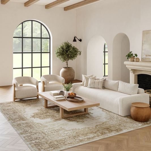 Nourison Home Grafix 9 x 12 (ft) Loomed Ivory Beige Rectangular Indoor Medallion Area rug