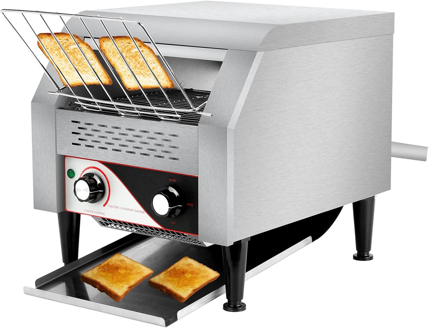 Commercial Conveyor Toaster, 300 Slices/H Electric Stainless Steel Toaster 2.2KW Countertop Toaster Heavy Duty 100% 304 Foodgrade Silver Bread Toaster for Home Restaurants Bakery Use