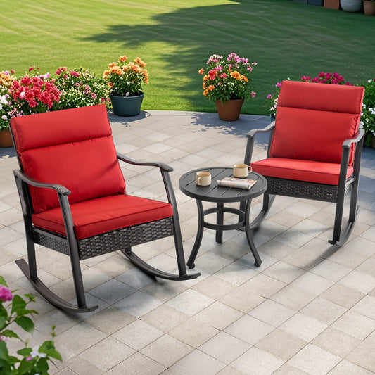 Nuu Garden 5 -Piece Patio Conversation Set with Red Cushions