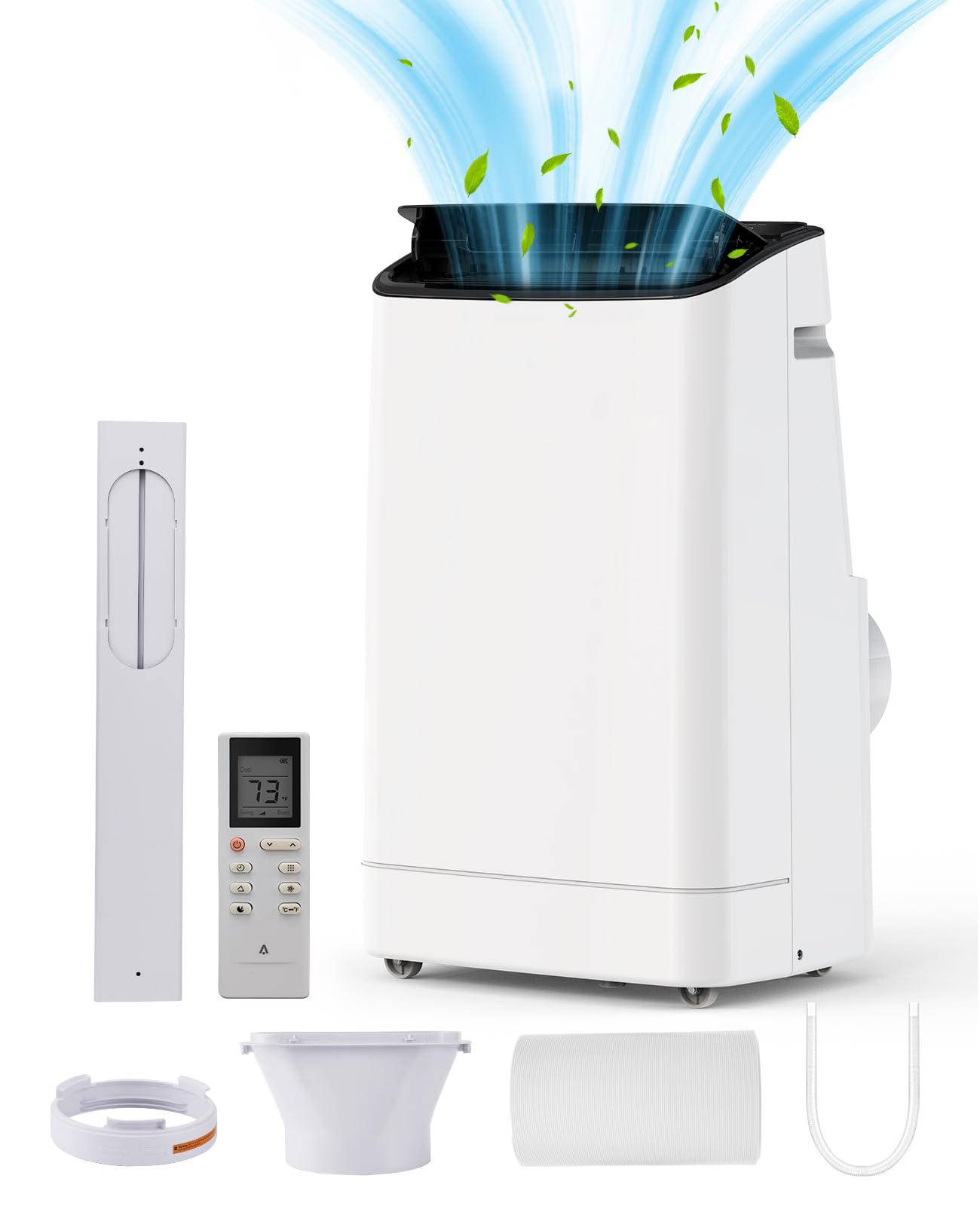 Qeetex 14000 BTU Portable Air Conditioner for Room Up 750 Sq. Ft. 3-In-1 Quiet Portable AC Unit with Dehumidifier  Fan Function Remote Control Sleep Mode 24H Timer White