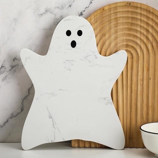 Reallnaive Marble Cheese Board Charcuterie Cutting Tray Marble Serving Decorative for Decoration Charcuterie Kitchen (White,Ghost)