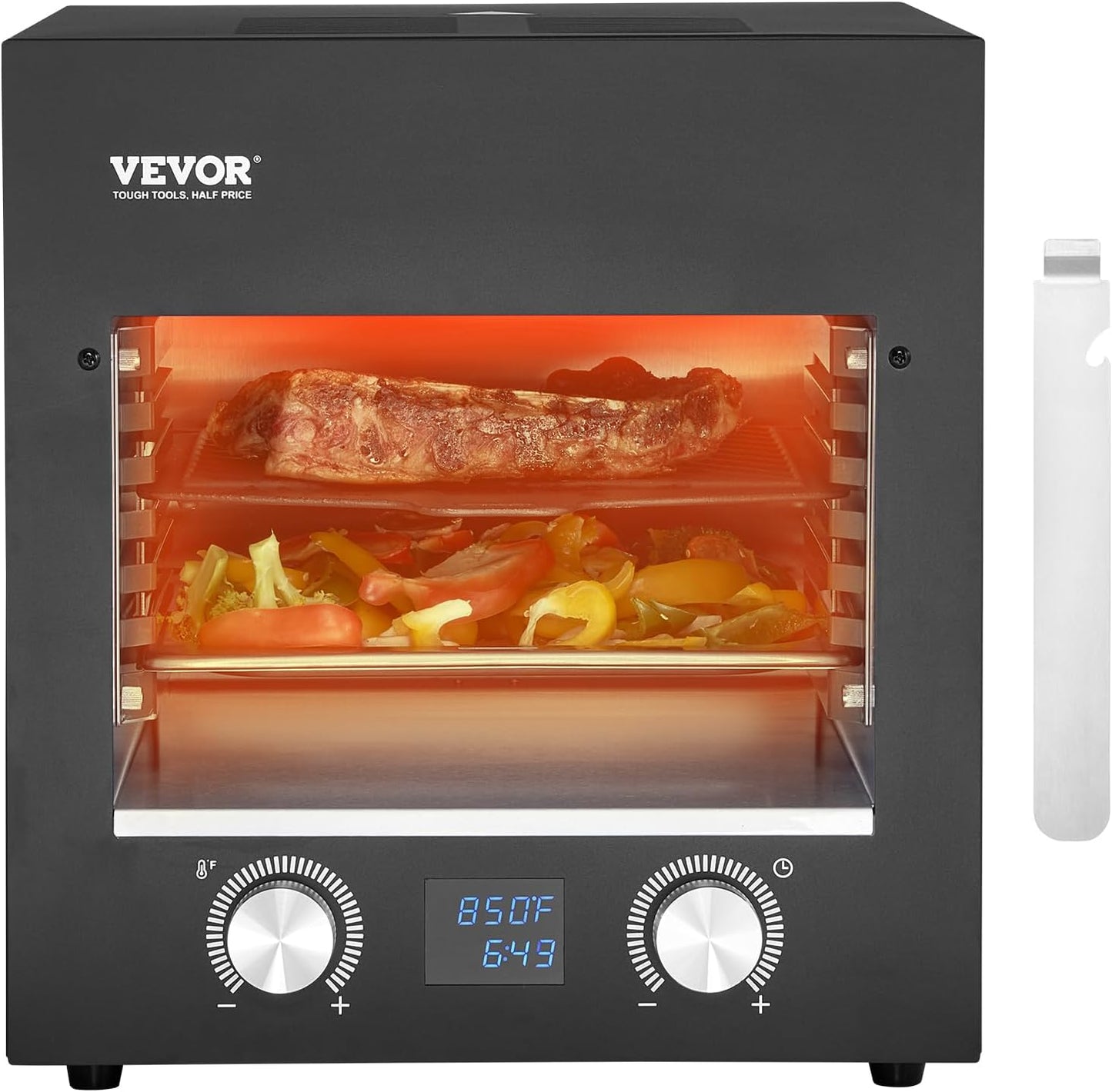 VEVOR Electric Steak Grill, 1800W Smokeless Infrared Electric Broiler, 1450°F Stainless Steel Steak Cooker with 6-Tier Adjustable Rack, Electric Infrared Grill for BBQ, Toast, Grill, Indoor